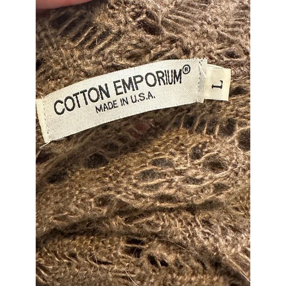 Cotton Emporium brown long sleeves open knit cardigan size Large - Picture 3 of 9